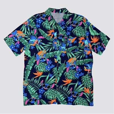 Mens titch Printed hort leeve Button-Down hirt - Navy Blue