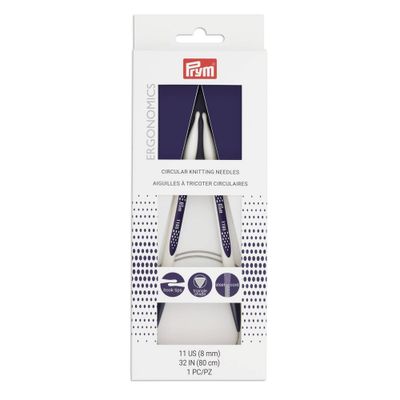 Prym 8mm Ergonomic Circular Knitting Needles: Plastic, White, 8.6 Length, Sewing Pins & Needles for Knitting