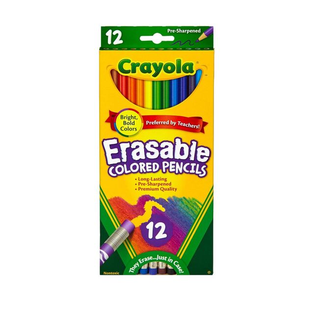 Crayola Erasable Colored Pencils 12ct: Cute School Supplies for Kids, Classroom Must Haves, Drawing Tools