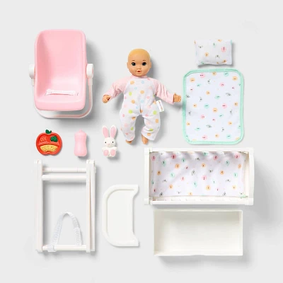 8 Little Baby Doll Set - Blonde Hair + Blue Eyes - Gigglescape