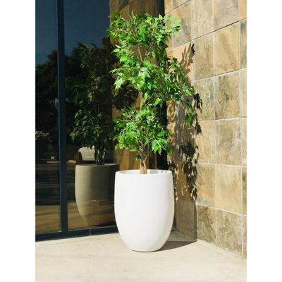 Rosemead Home & Garden, Inc. 17 Wide Modern Concrete Indoor Outdoor Planter Pot Pure White