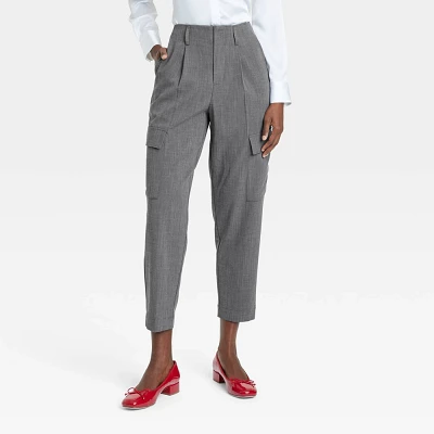 Womens High-Rise Tapered Ankle Cargo Trousers