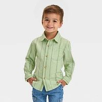 Toddler Boys Long Sleeve Striped Oxford Button-Down Shirt