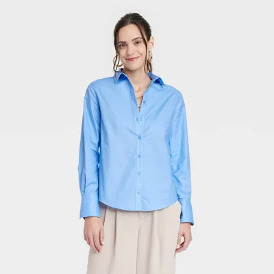 Women Long Sleeve Oxford Button-Down Shirt