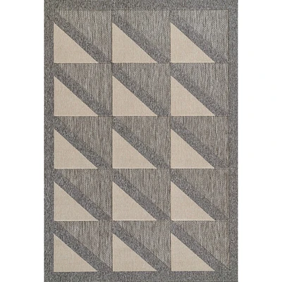 Momeni Calisto Geometric Machine Loomed Indoor/Outdoor Area Rug Gray: Low Pile Polypropylene Rectangle Rug