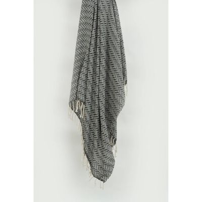 50x60 Chevron Throw Blanket - Rizzy Home: Cotton, Loomed Woven, Fringe