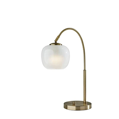 Adesso Magnolia Table Lamp Brass: ETL Listed, Glass Shade, Metal Body, 1-Way Rotary Switch