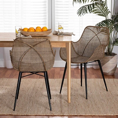 bali & pari Ballerina Rattan and Metal Dining Chair: Handcrafted, Bohemian Design