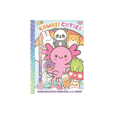 Kawaii Cuties: Coloring Book with Rainbow Pencil - by Delaney Foerster (Paperback)