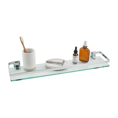 Glass Shelf with Rail Chrome - Organize It All: Wall-Mounted Bathroom Furniture, Polypropylene Frame, Universal Storage