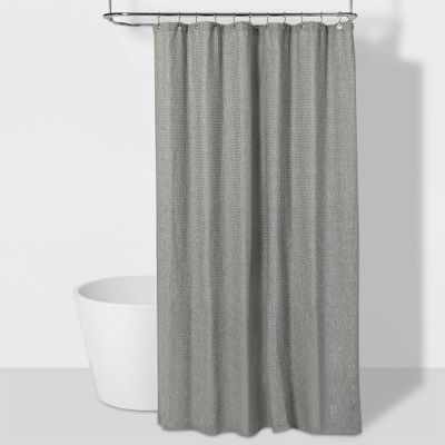 72x72 Waffle Weave Shower Curtain Gray - Threshold: Cotton Blend, Grommet Top, Machine Washable