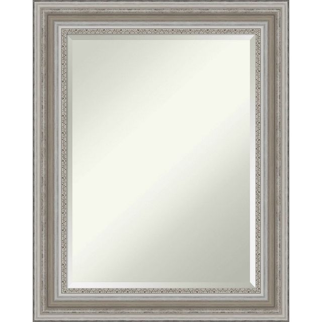 Amanti Art 24x30 Parlor Framed Bathroom Vanity Wall Mirror Silver: Modern Rectangular, Beveled, Wall-Mounted