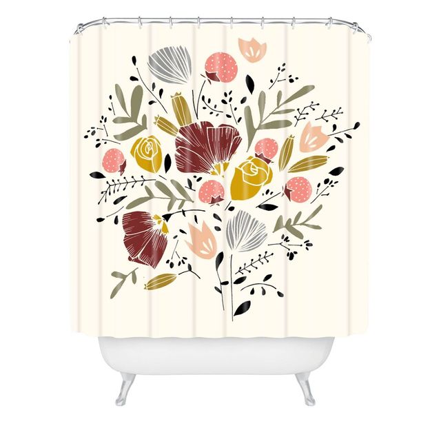 Kelli Murray Bloom Shower Curtain - Deny Designs: Botanical Microfiber, Machine Washable, Buttonhole Top