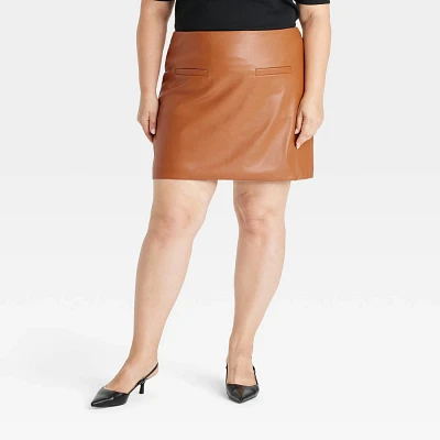 Women Faux Leather Mini Skirt