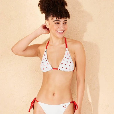 Womens Embroidered Cherry Tall Triangle Bikini Top