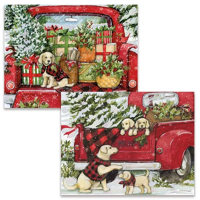 LANG 18ct Puppies and Presents Christmas Assorted Boxed Card Pack