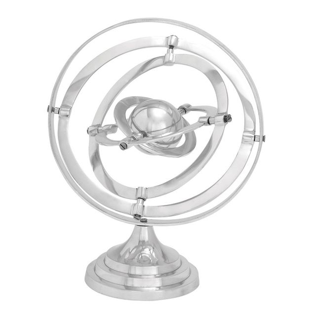 15 x 12 Modern Aluminum Armillary Globe Silver - Olivia & May: Indoor Decorative Sphere