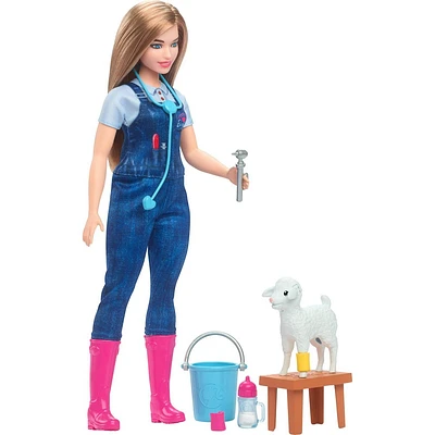 Barbie 65th Anniversary Careers Farm Vet Doll & 10 Accessories Including Lamb with Moving Ears