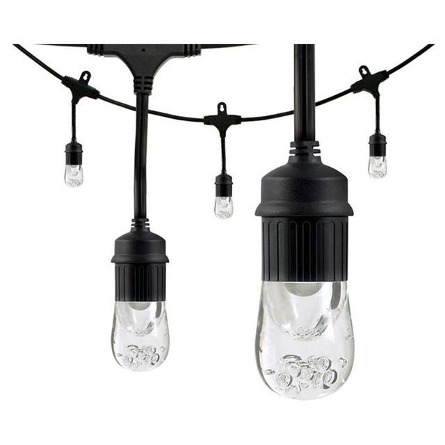 12ct Classic Caf Outdoor String Lights Integrated LED Bulb - Black Wire - Enbrighten