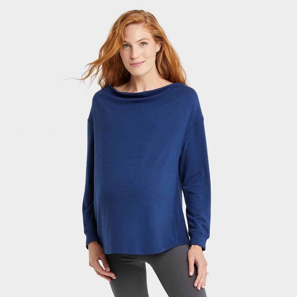 Rib-Knit Match Back Maternity Sweatshirt