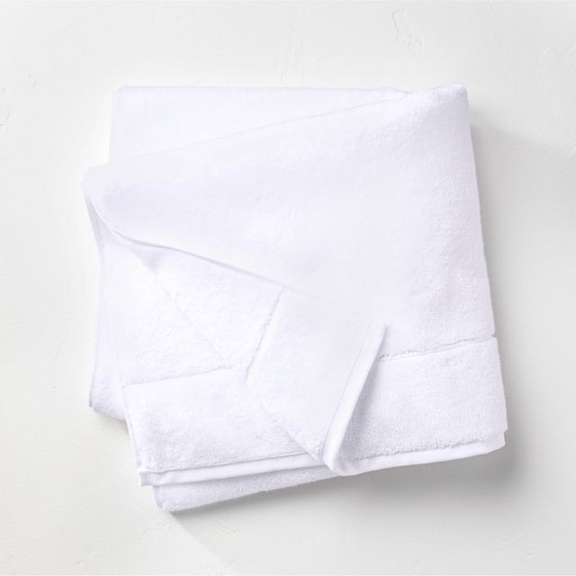 Modal Bath Towel White - Casaluna: Heavyweight Cotton-Modal Blend, Fade-Resistant, Low Lint, 56x30