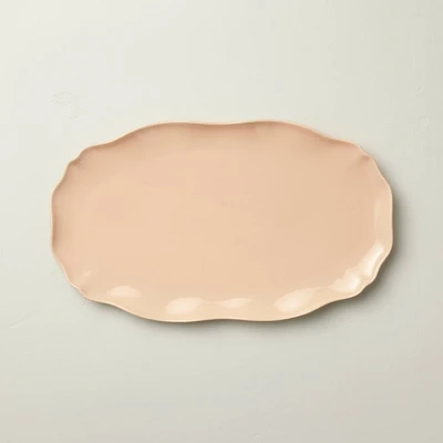 11x18 Scalloped Stoneware Serving Tray Blush - Hearth & Hand with Magnolia