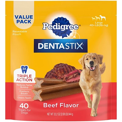 Pedigree Dentastix Dental Dog Treats with Beef for Large Dog - 40ct