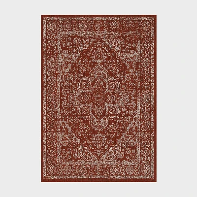 Playa Rug 5x8 Machine Washable Zaria Rectangle Woven Indoor Outdoor Area Rug Red: UV & Stain-Resistant, Low Pile, Sisal