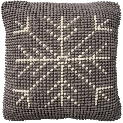 20x20 Oversize Holiday Loop Snowflake Indoor Square Throw Pillow  - Mina Victory: French Knot, Textured, Modern Decor