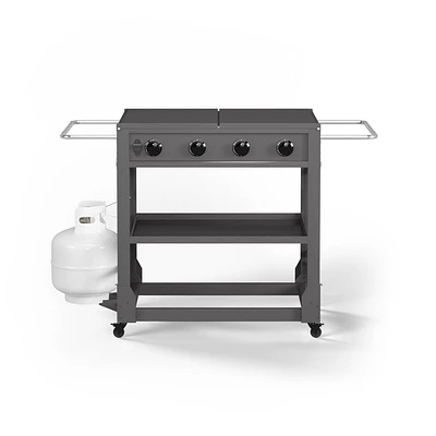 TYTUS Fresno Griddle with Cover & Griddle Tool Set TDT-471-0101 Gunmetal: 4-Burner Propane Outdoor Cooker, No-Tool Setup