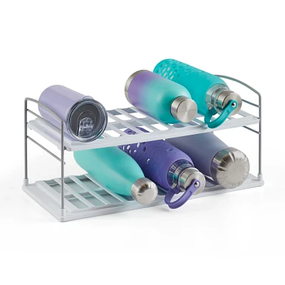 YouCopia UpSpace 2 Shelf Wide Bottle Organizer: Water Bottle Storage Rack, Non-Slip, Freestanding, Pantry & Cabinet Use