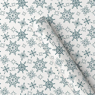 20 sq ft Snowflake Christmas Gift Wrap White - Wondershop