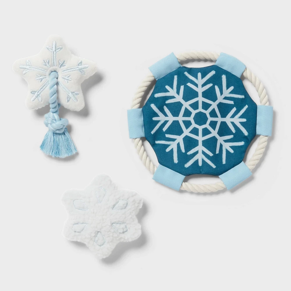 Snowflake Dog Plush Gift Toy Set - 3pk - Wondershop