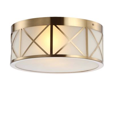 15 Metal/Glass Cadence Drum Flush Mount Ceiling Light Brass - JONATHAN Y: LED, ETL Listed, Modern Decor