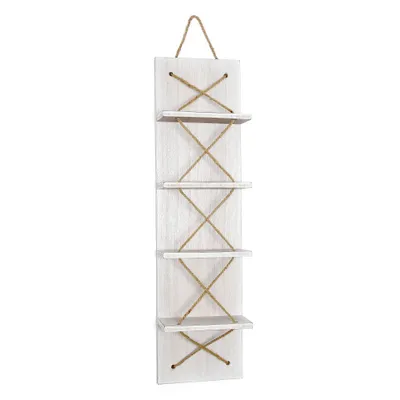 Positano Nautical Rope 4 Bottle Vertical Wall Mounted Wood Wine Rack - Designs