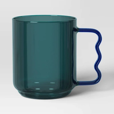 15.22oz Glass Mug Green with Blue Handle - Room Essentials