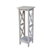 Solid Wood X Sided Plant Stand Washed Gray Taupe