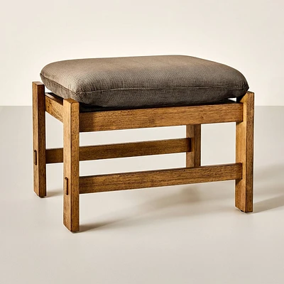 Wood Frame Ottoman with Attached Cushion