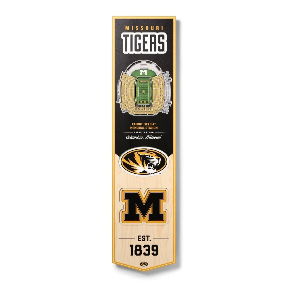 8 X 32 NCAA Missouri Tigers 3D StadiumView Banner