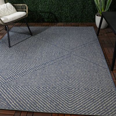 53x7 Large Diamond Indoor/Outdoor Rug - Navy/Natural - Threshold: Woven Polypropylene, Flatweave