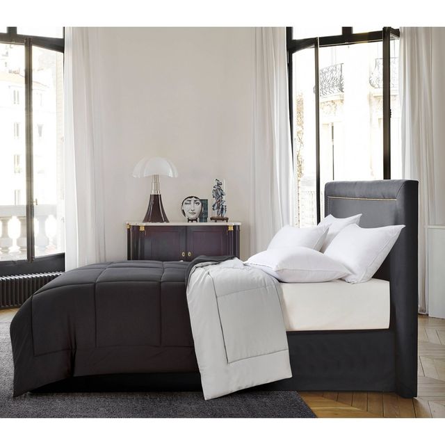 Twin Reversible Microfiber Down Alternative Comforter Black/Gray - Blue Ridge Home Fashions