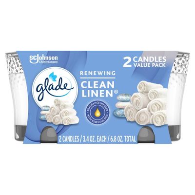 Glade Two Pack Candles Clean Linen - 6.8oz/2ct