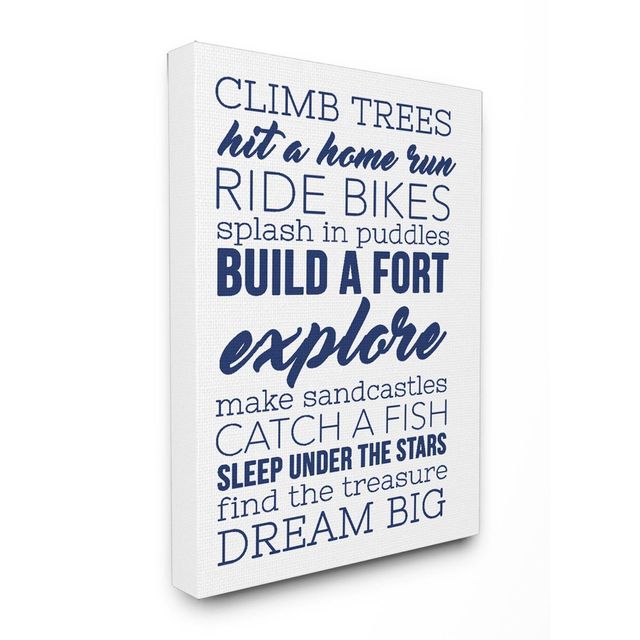 16x1.5x20 Climb Trees Dream Big Navy with White Stretched Canvas Kids Wall Art - Stupell Industries