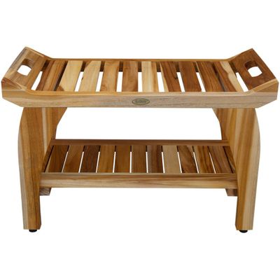 30 Tranquility ED942 Wide Teak Shower Bench with Handles - EcoDecors