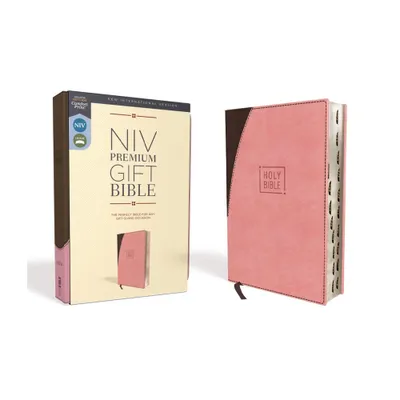 Niv, Premium Gift Bible, Leathersoft, Pink/Brown, Red Letter Edition, Indexed, Comfort Print - by Zondervan (Leather Bound)