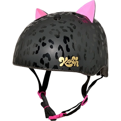 Krash! Leopard Kitty Cycling Girls Bike Helmet - Black