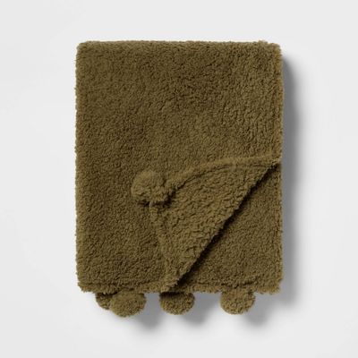 Teddy Bear Plush Throw Green - Pillowfort