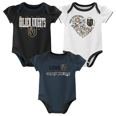 NHL Vegas Golden Ks Baby Girls 3pk Bodysuit