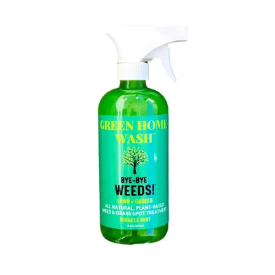 Green Home Wash Bye-Bye Weeds Lawn + Garden Miracle Mint 16oz: Non-Toxic Herbicide, 1000 sq ft Coverage