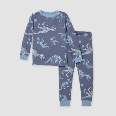 Burts Bees Baby Toddler Boys Snug Fit Dinosaur Fossils Pajama Set